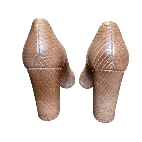 Talbots Leather Faux Snakeskin Embossed Ombre Peep Toe Block Heel Size 7B - Picture 4 of 15